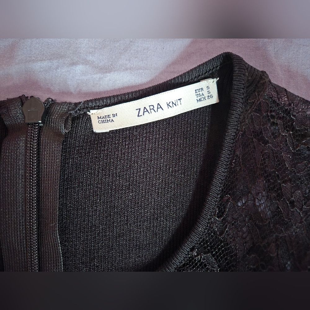 Zara Knit Brown Lace Skirt